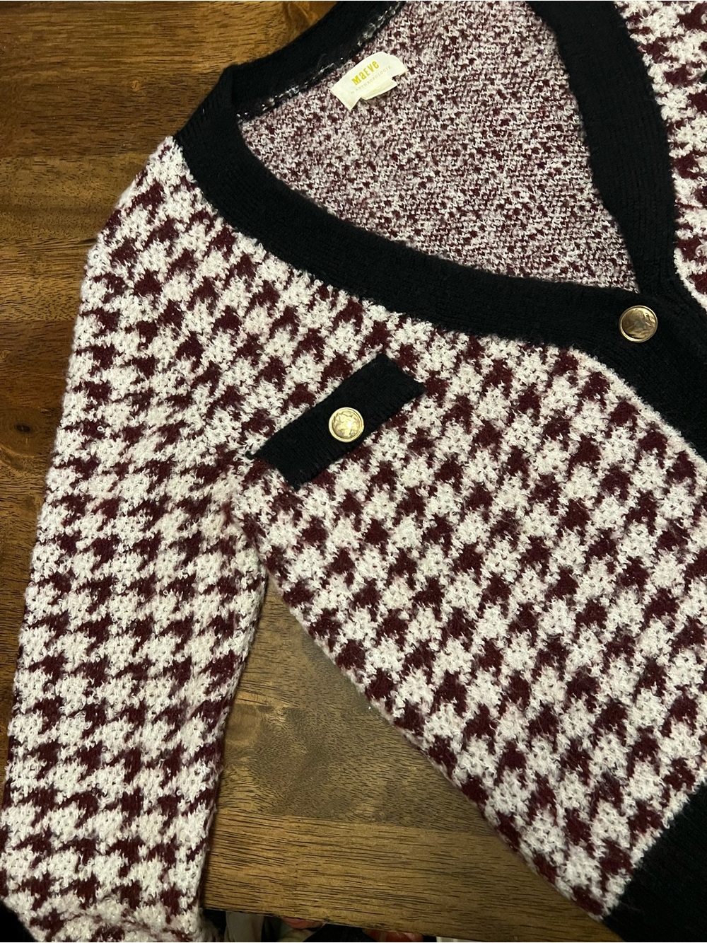 Anthropologie Maeve Houndstooth Cardigan Sweater Small - Picture 6 of 13